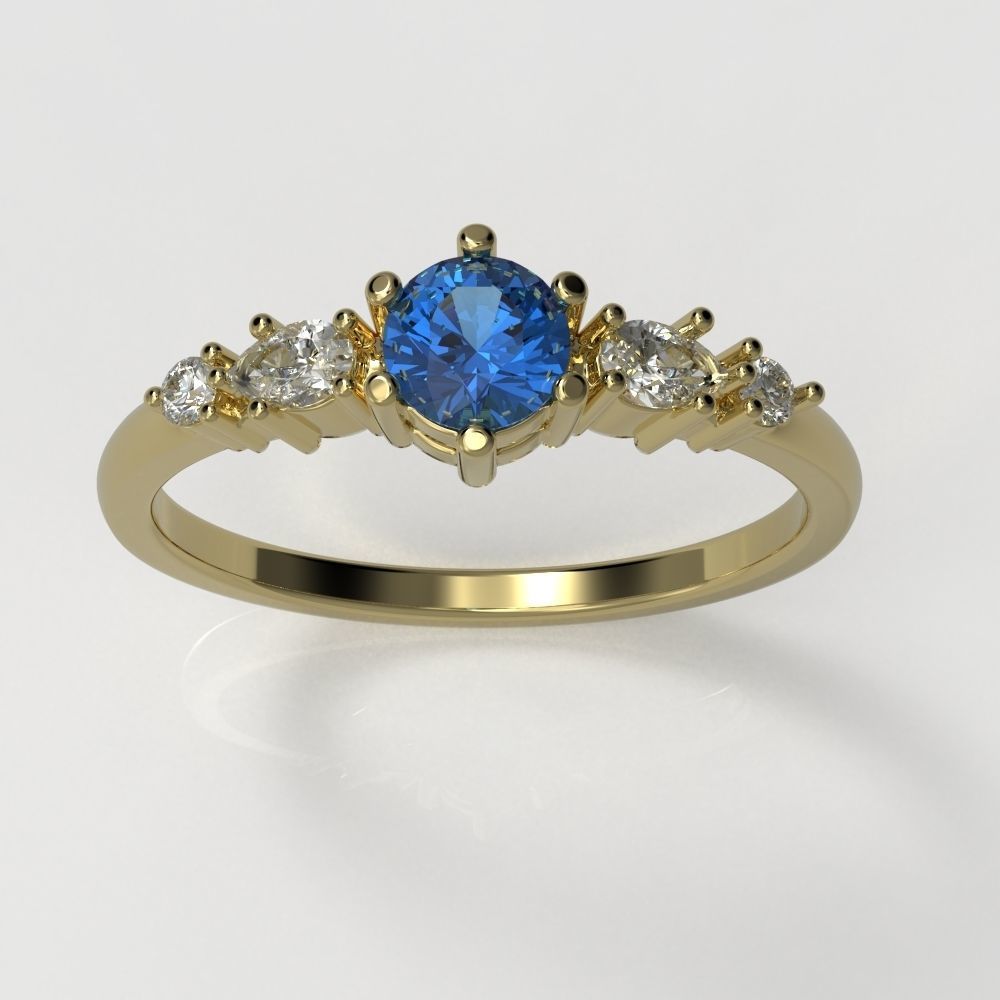 Diamond ring with pears 3D print model_9