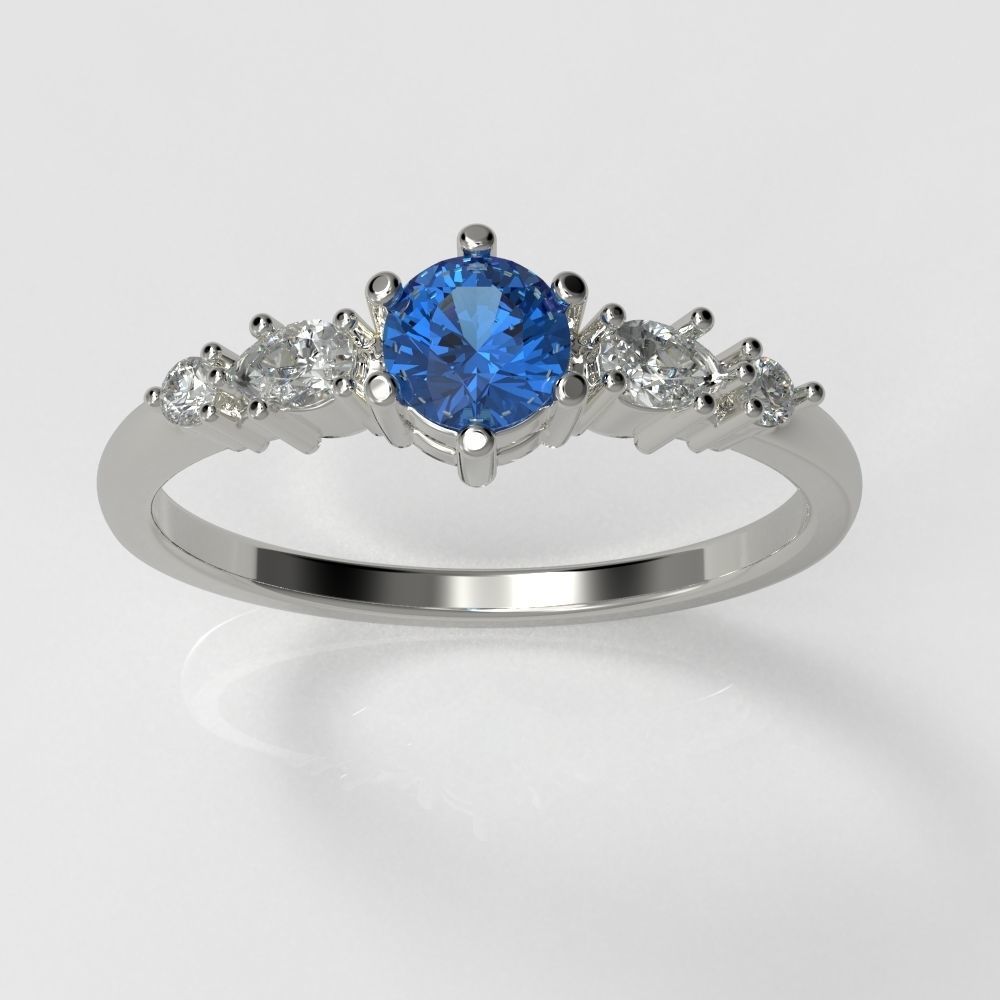 Diamond ring with pears 3D print model_1