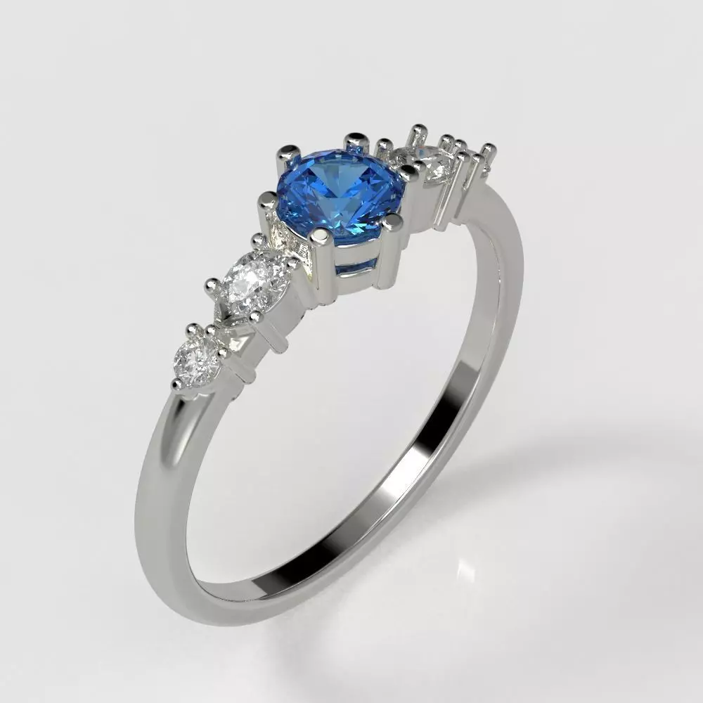 Diamond ring with pears 3D print model_0