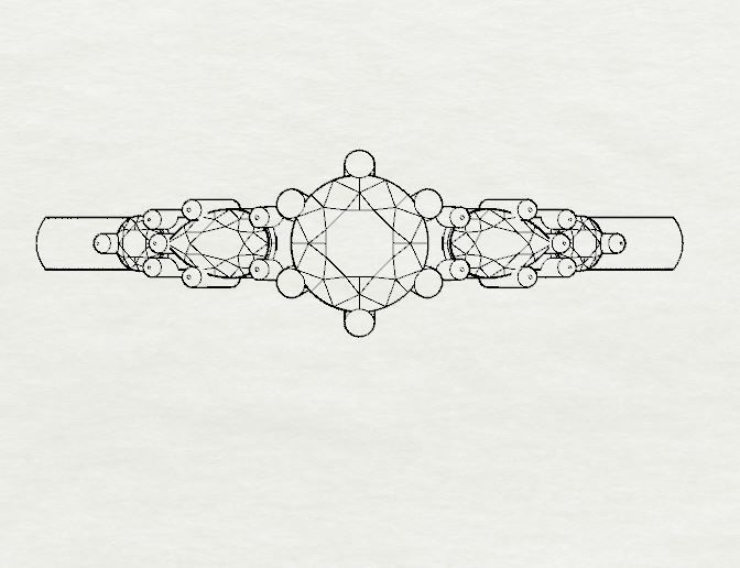 Diamond ring with pears 3D print model_13