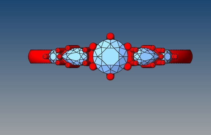 Diamond ring with pears 3D print model_24