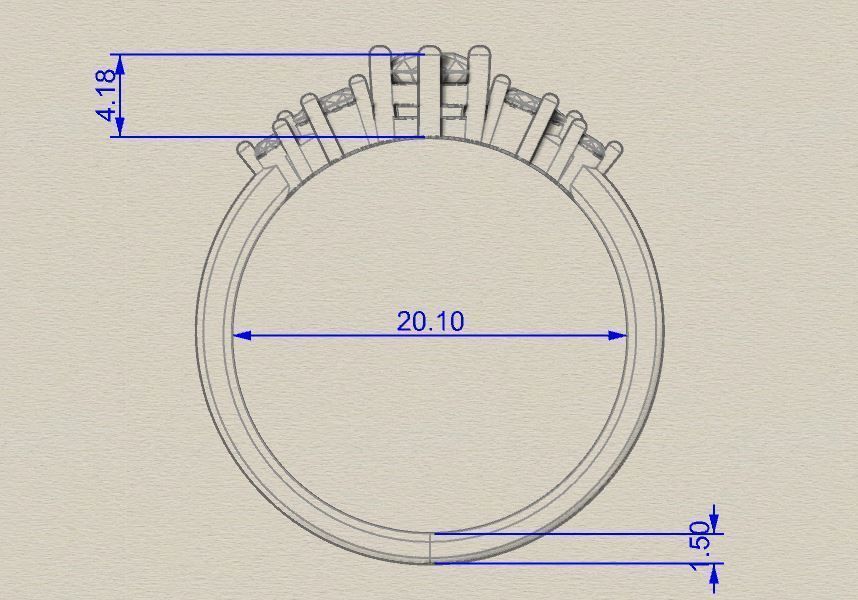 Diamond ring with pears 3D print model_5