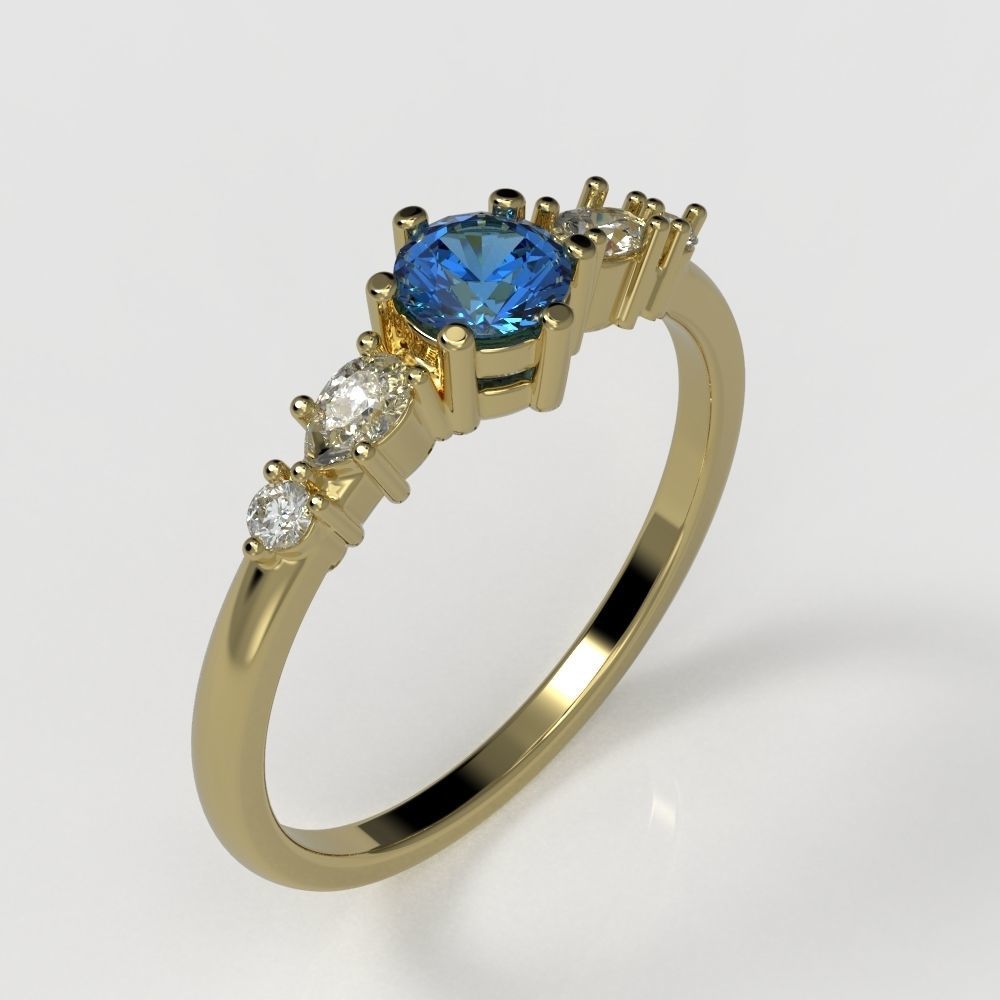 Diamond ring with pears 3D print model_8