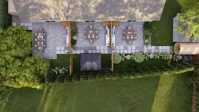 3D Exterior Scene 3D model design garden and landscape