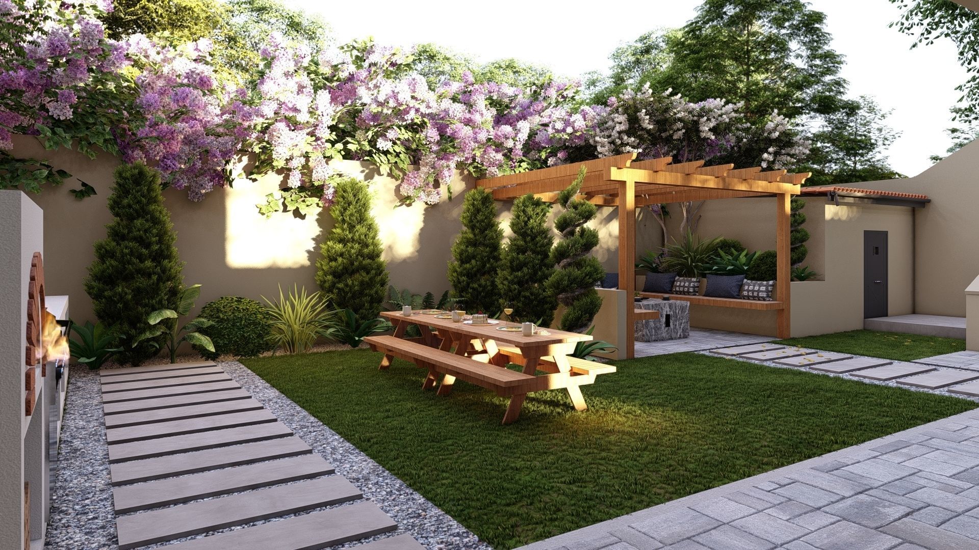  3D Exterior Scene 3D model design garden and landscape 3D model_2