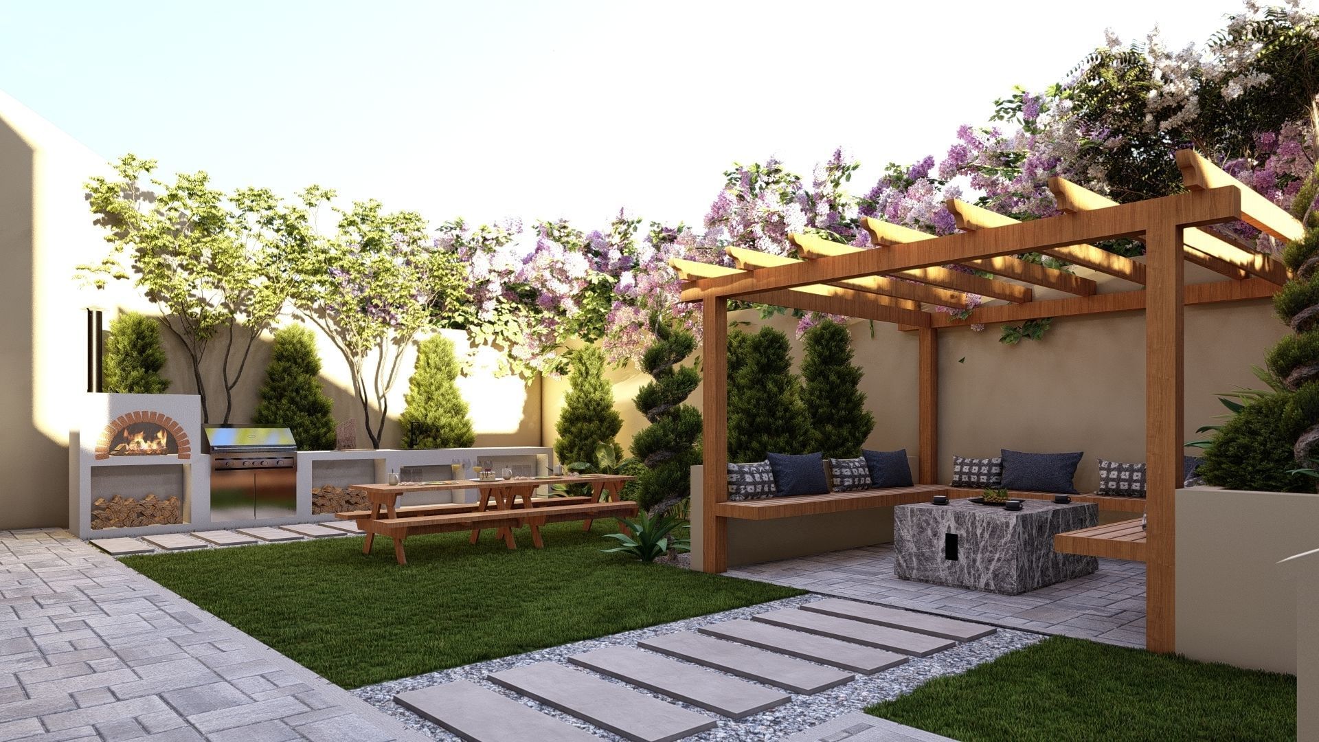  3D Exterior Scene 3D model design garden and landscape 3D model_1