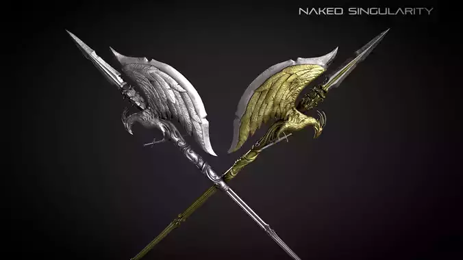 Phoenix Halberd Medieval dark fantasy weapon