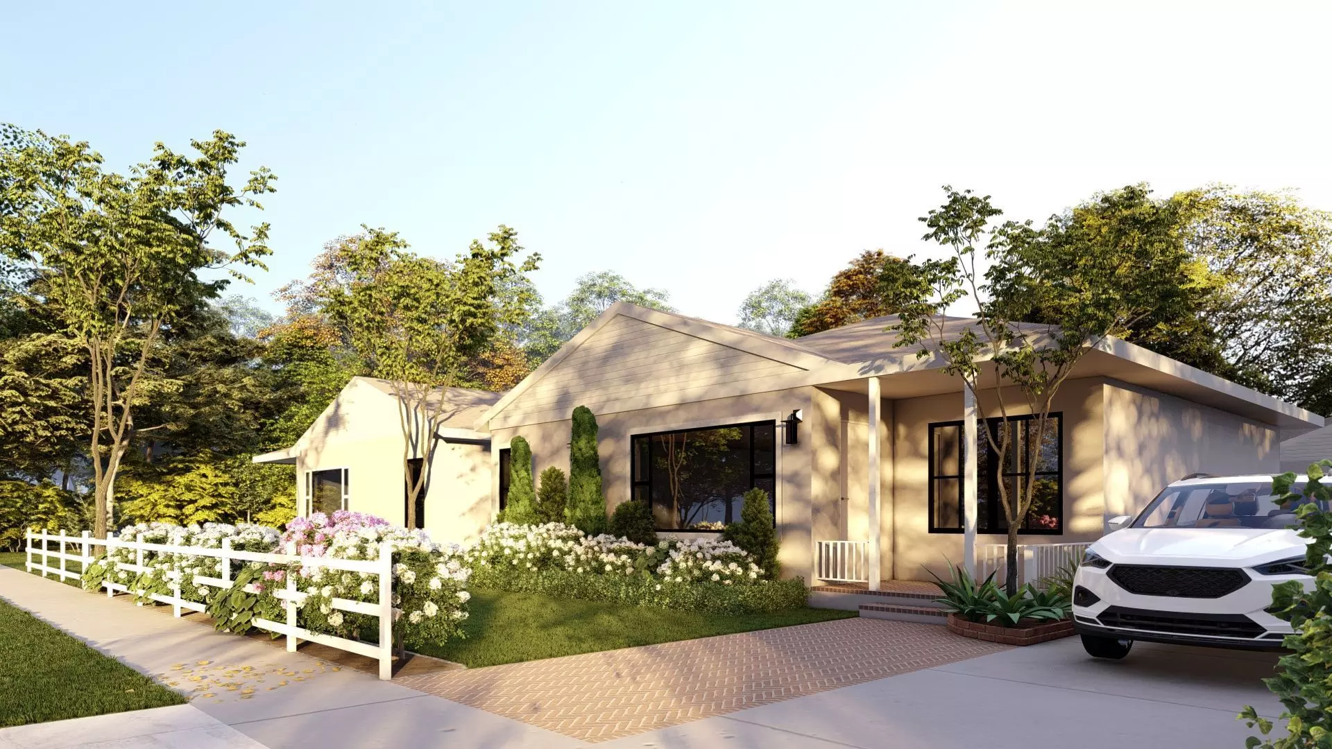  3D Exterior Scene 3D model design garden and landscape 3D model_0