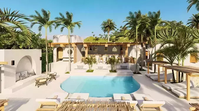  3D Exterior Scene 3D model design garden and landscape