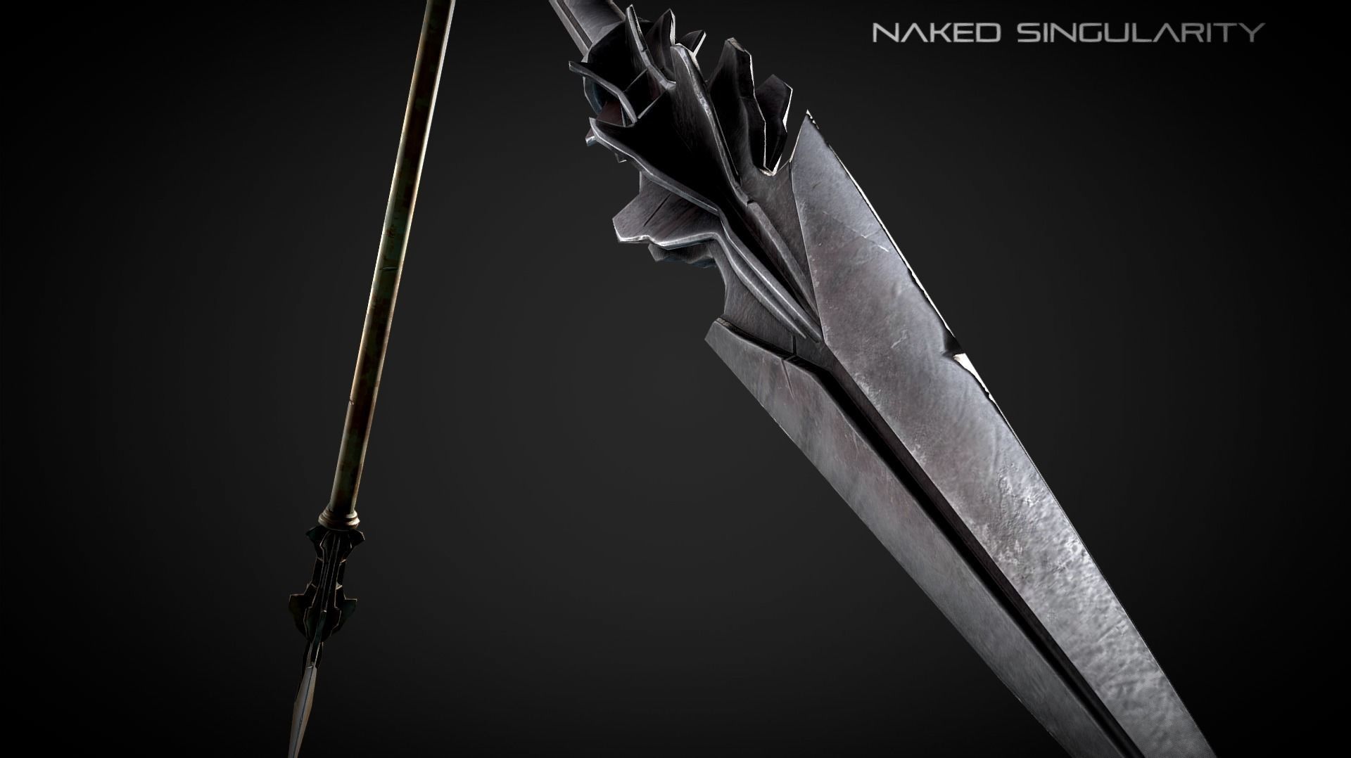 Dragon Halberd Medieval dark fantasy weapon Low-poly 3D model_4