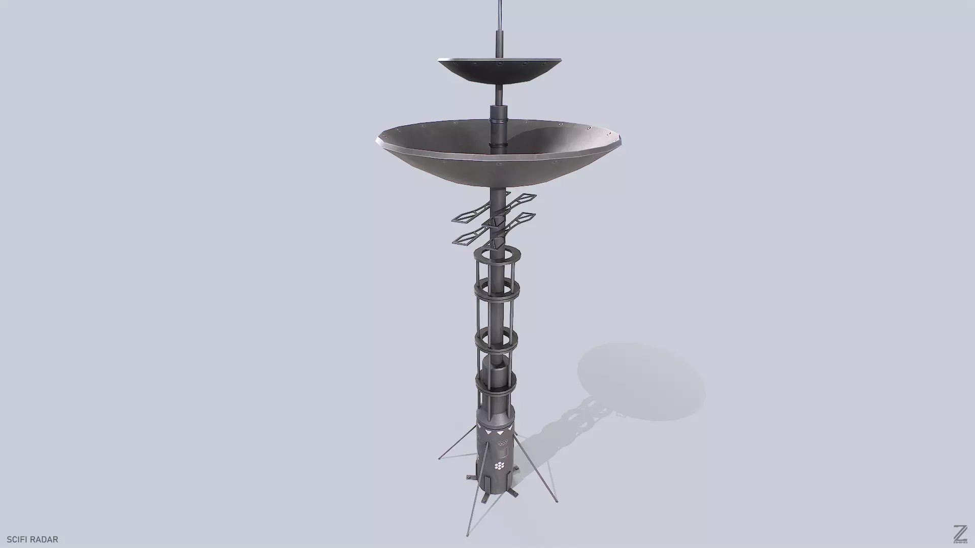 Scifi radar Low-poly 3D model_0