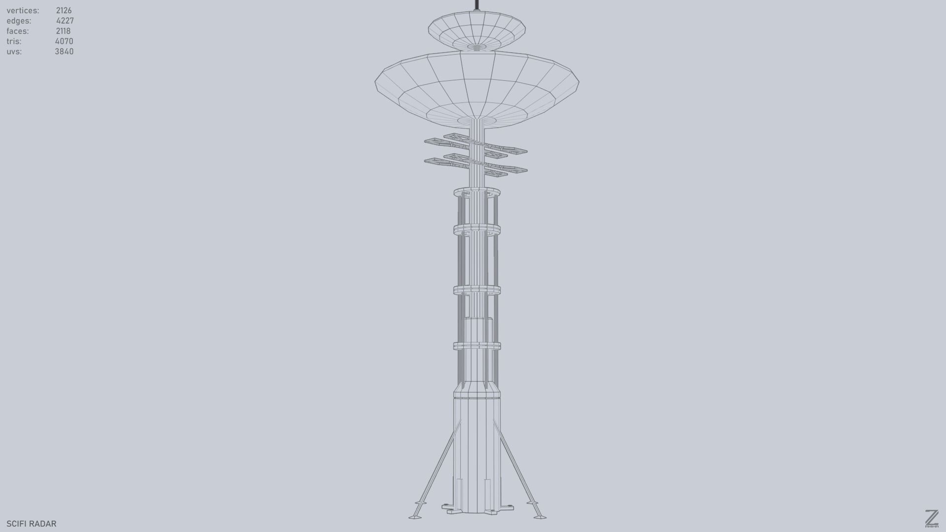 Scifi radar Low-poly 3D model_13