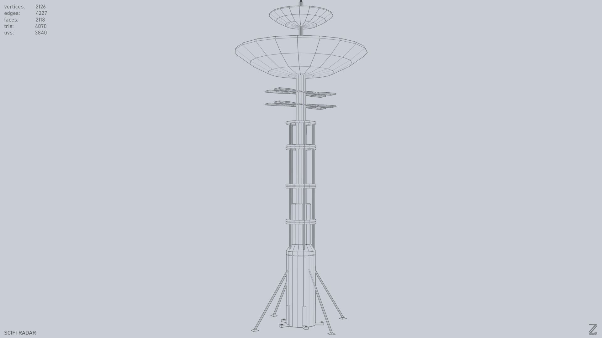 Scifi radar Low-poly 3D model_11