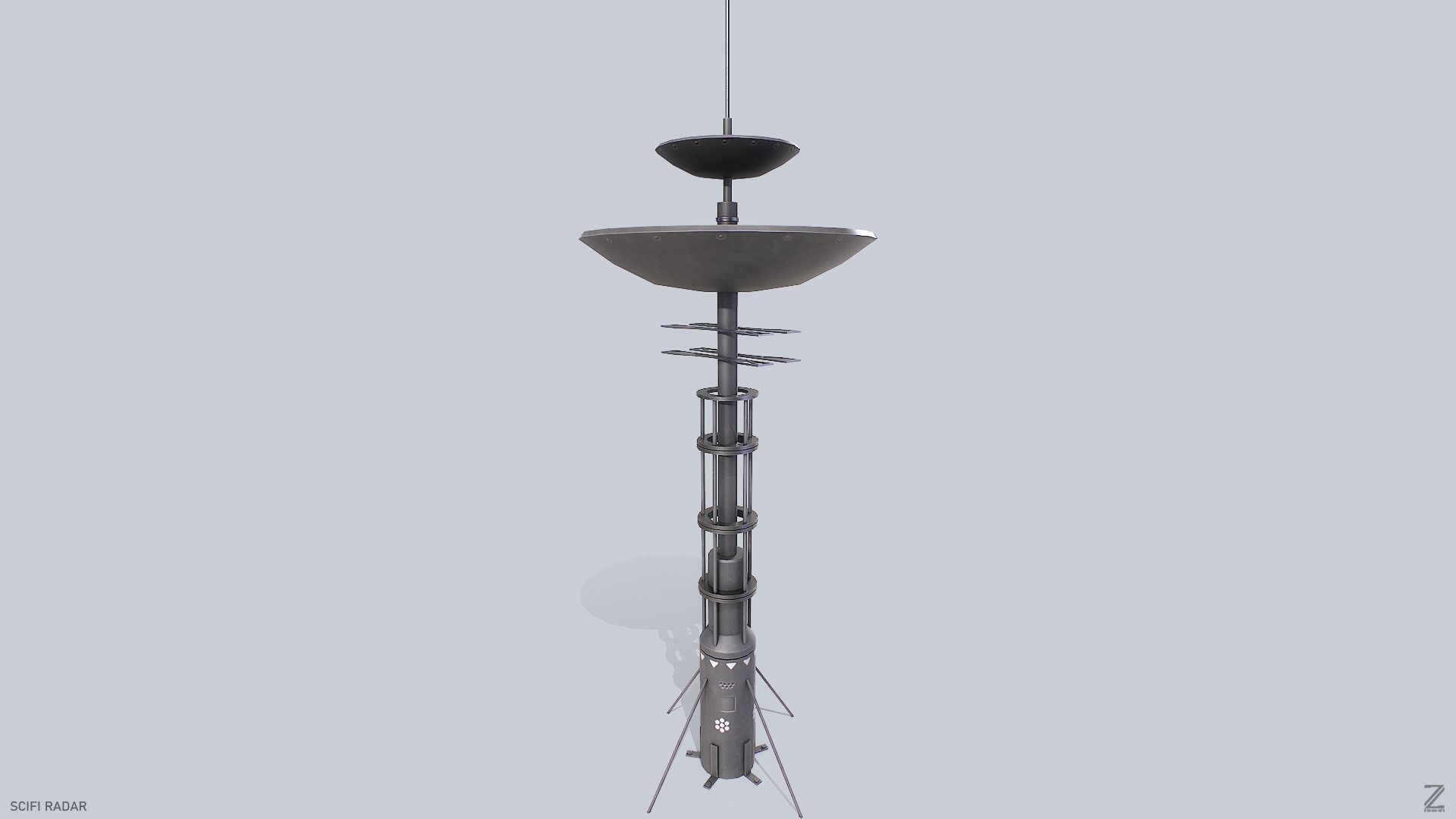 Scifi radar Low-poly 3D model_6