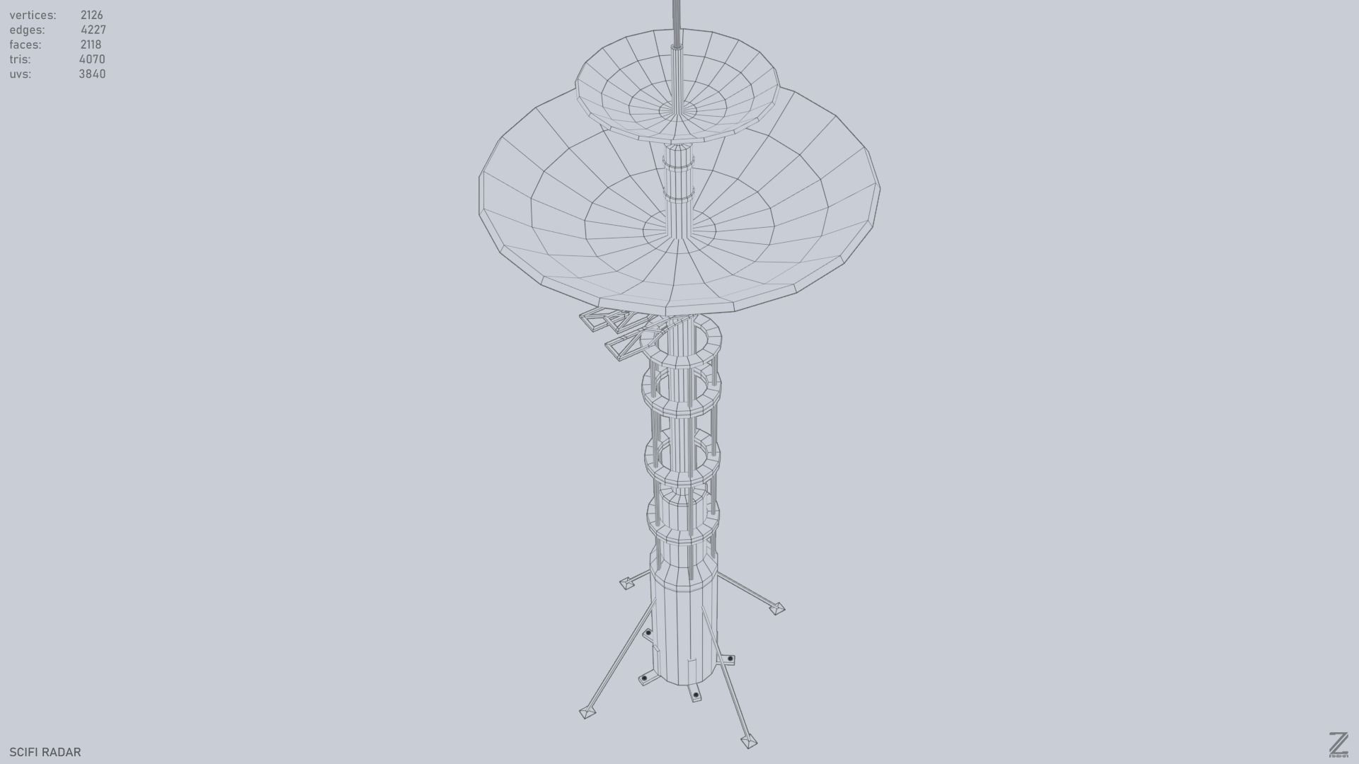 Scifi radar Low-poly 3D model_10