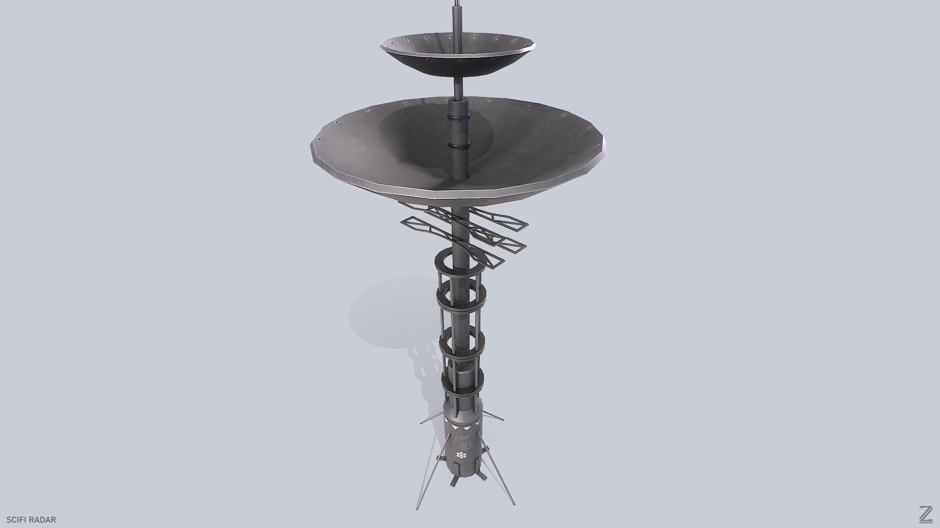 Scifi radar Low-poly 3D model_4