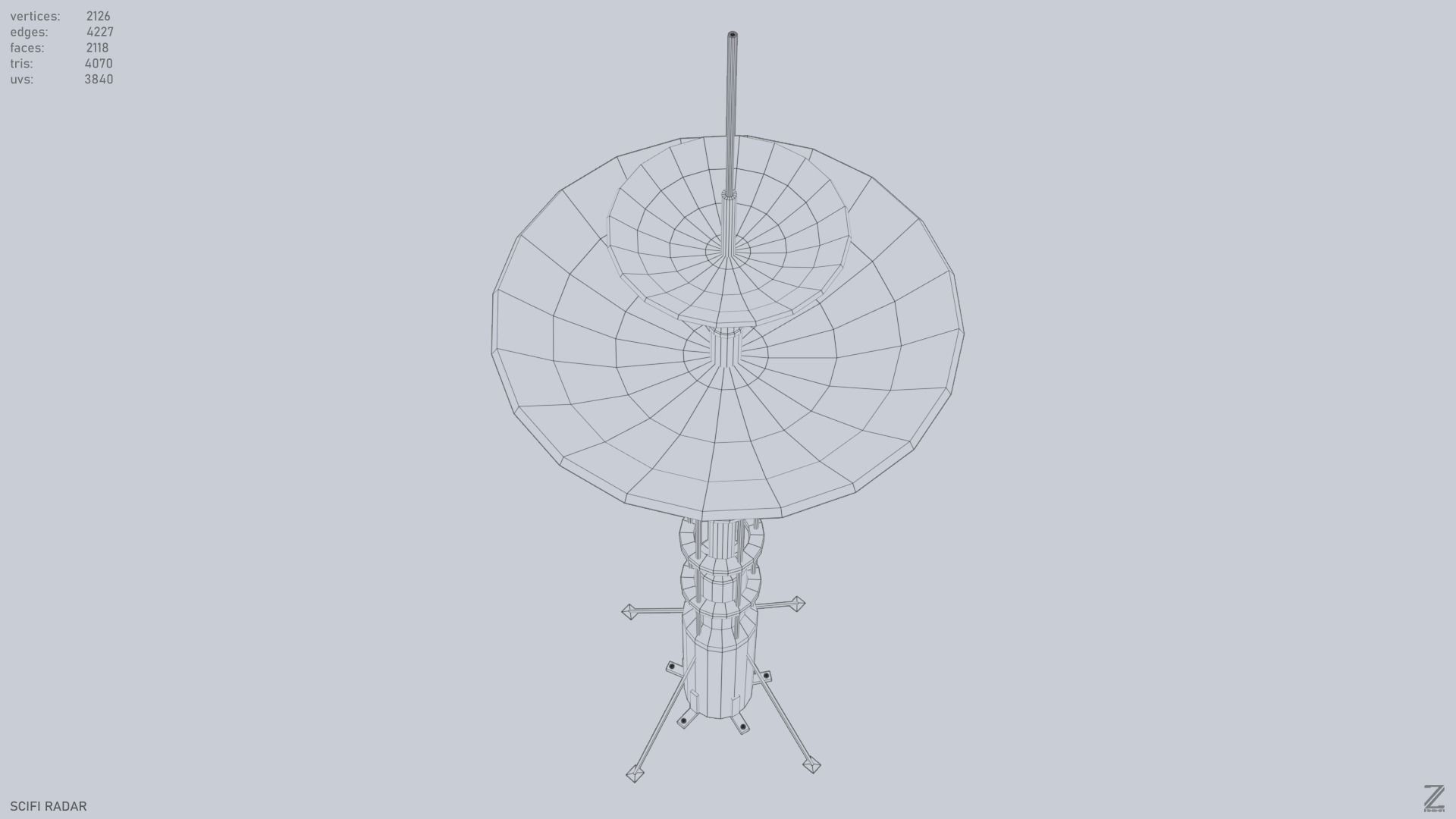 Scifi radar Low-poly 3D model_14