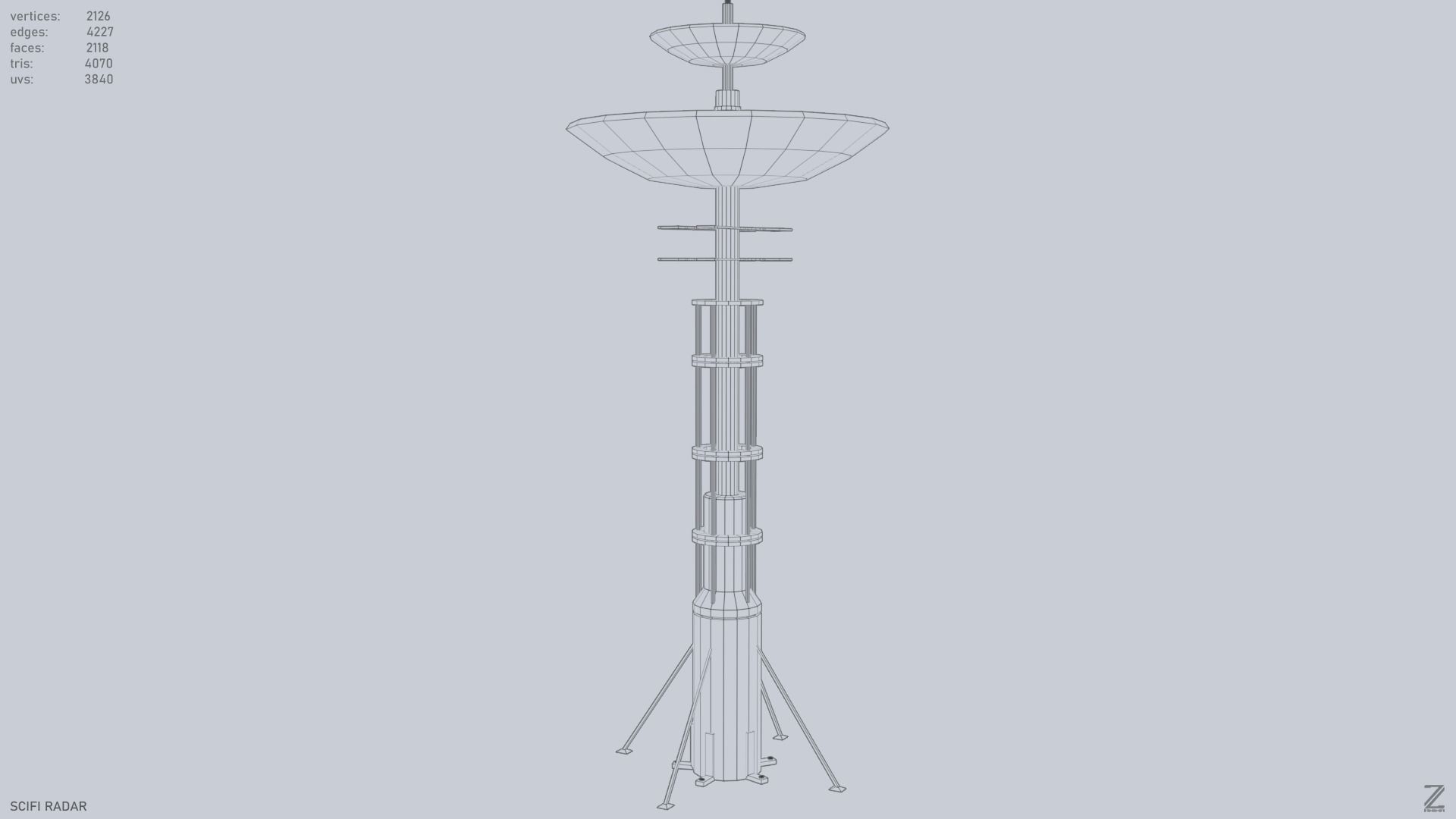 Scifi radar Low-poly 3D model_15