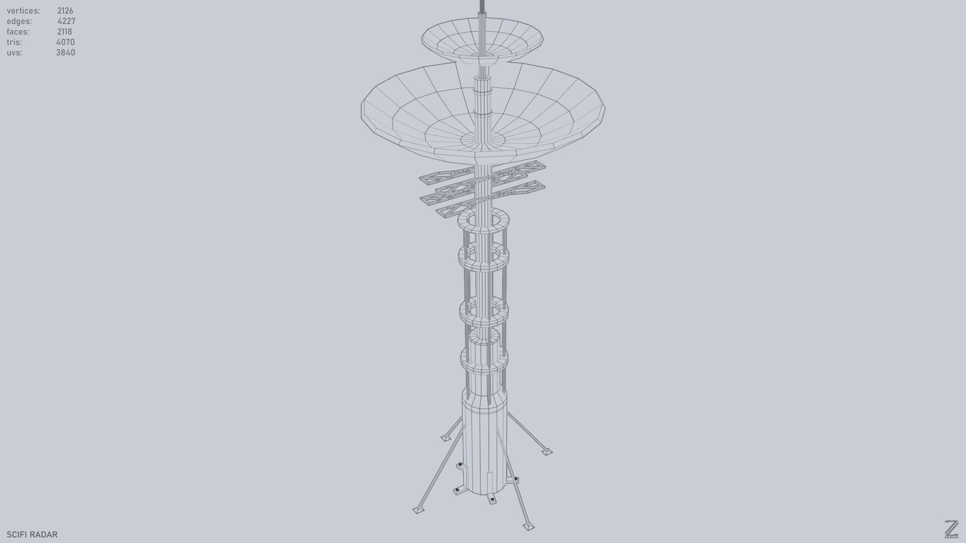 Scifi radar Low-poly 3D model_12