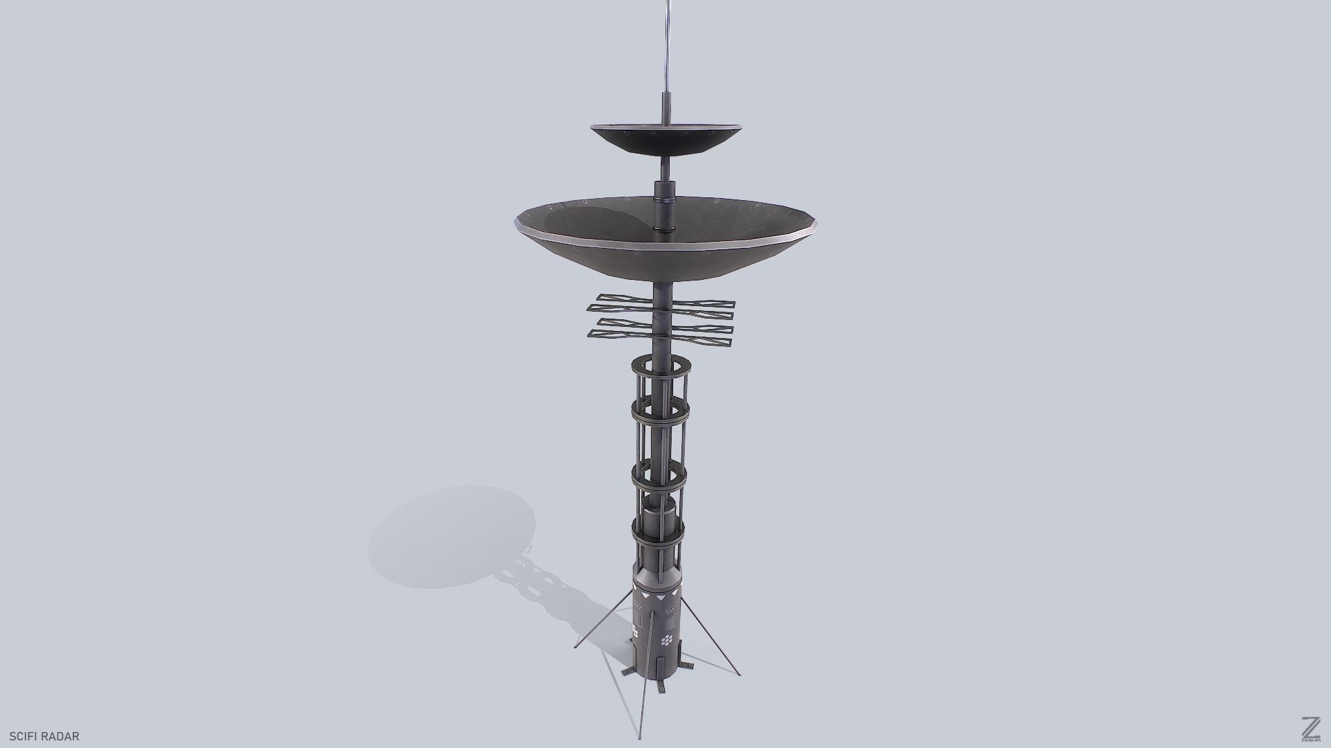 Scifi radar Low-poly 3D model_7