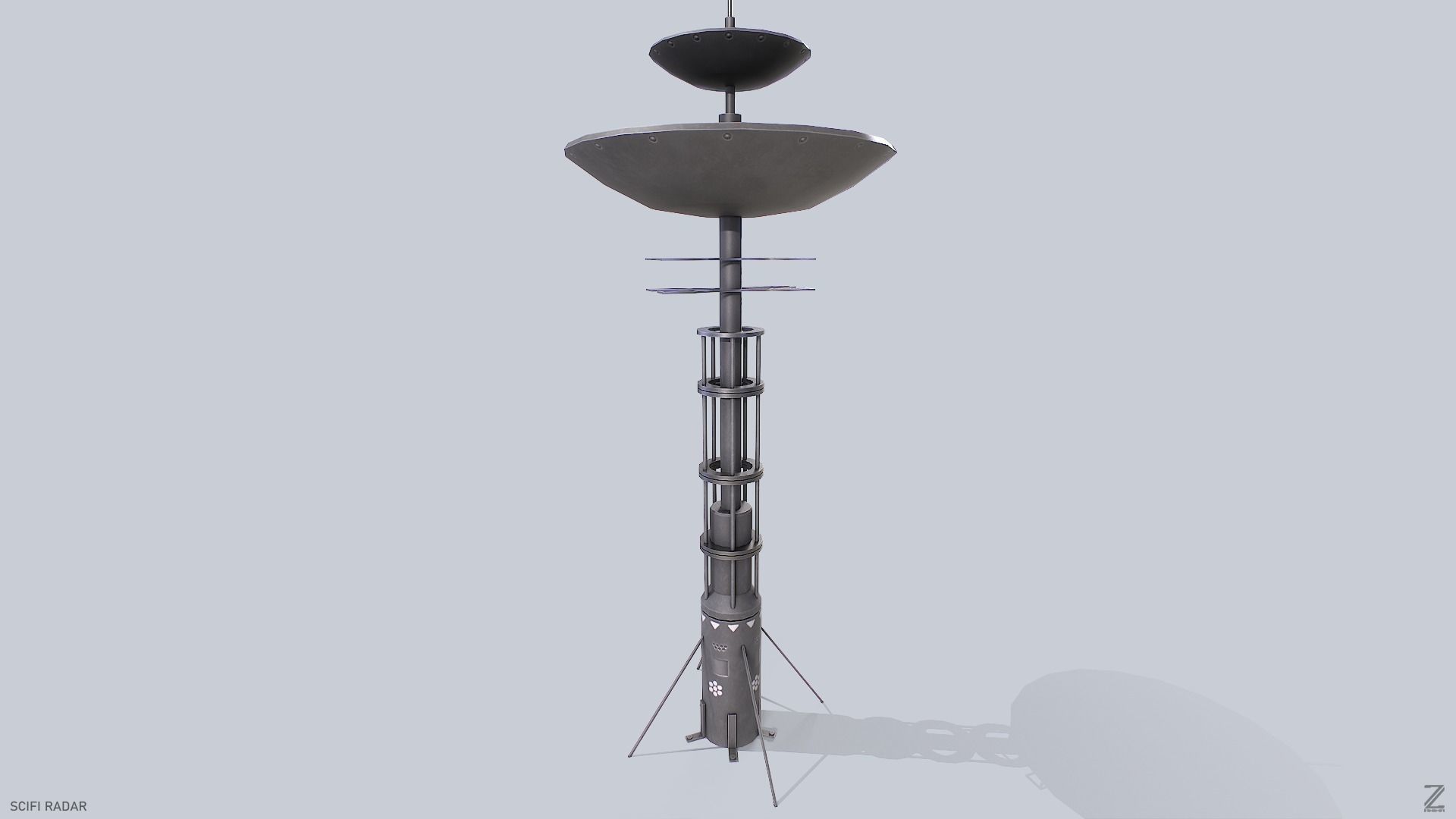 Scifi radar Low-poly 3D model_2