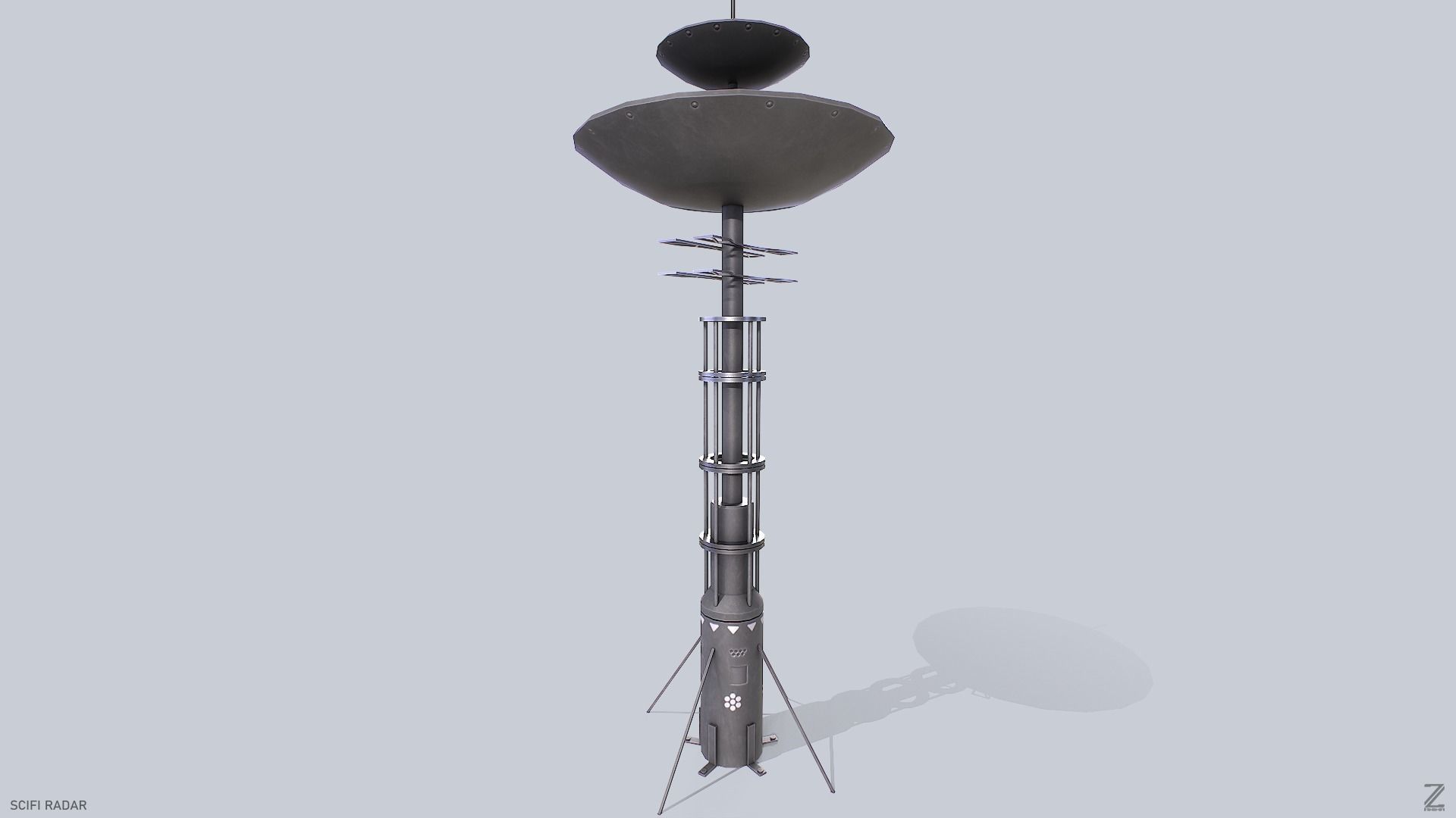 Scifi radar Low-poly 3D model_8