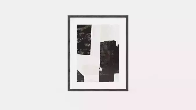 Framed picture - Neutral Intersect V - Black frame Low-poly 3D model