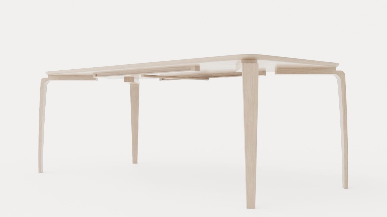 North dining table light oak Low-poly 3D model_1