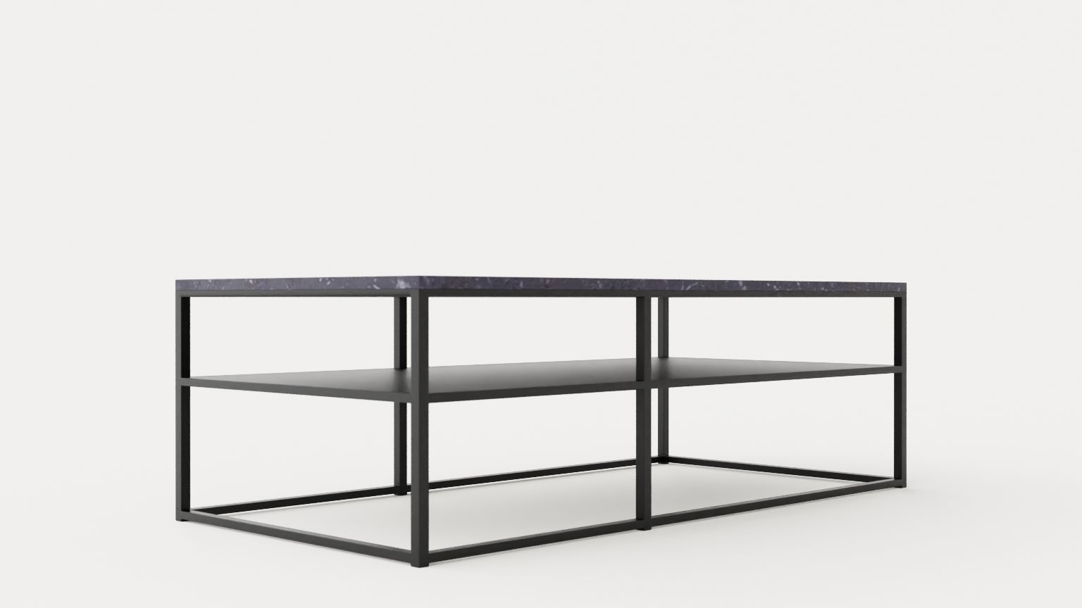 Midtown coffee table with shelf Grey Low-poly 3D model_1