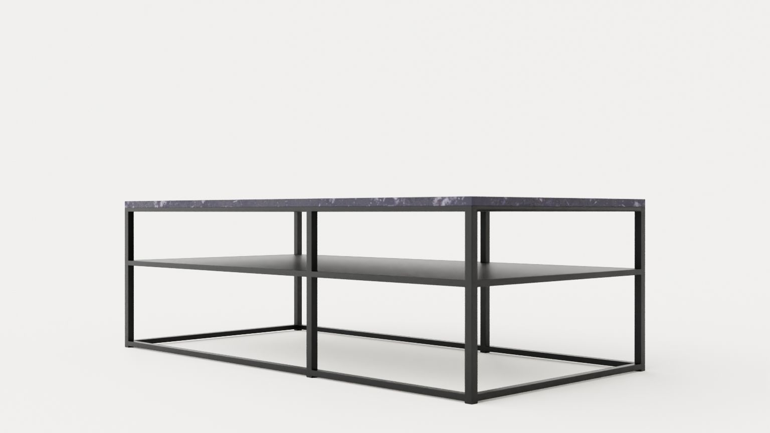 Midtown coffee table with shelf Grey Low-poly 3D model_3