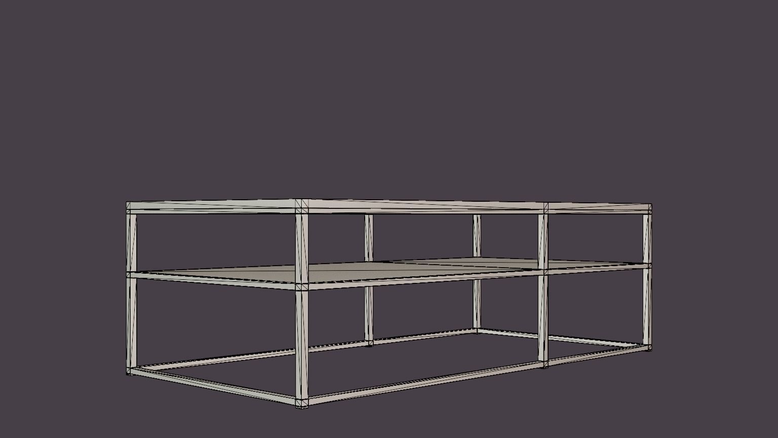 Midtown coffee table with shelf Grey Low-poly 3D model_6