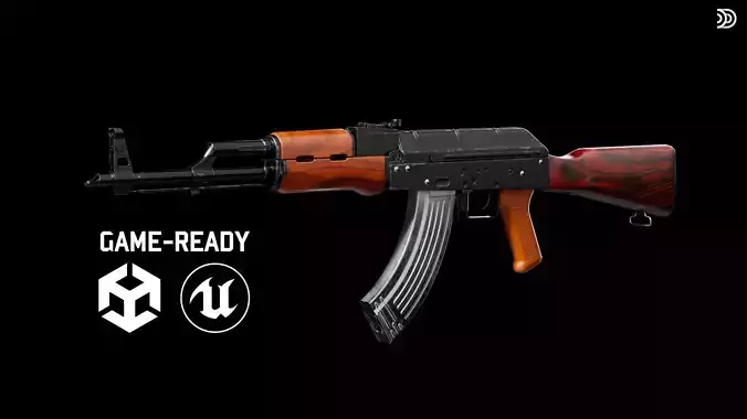 AK47 - Textured Game-Ready Low-poly 3D Model 