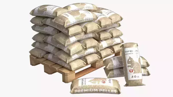 Pellet fuel sacks 3D model