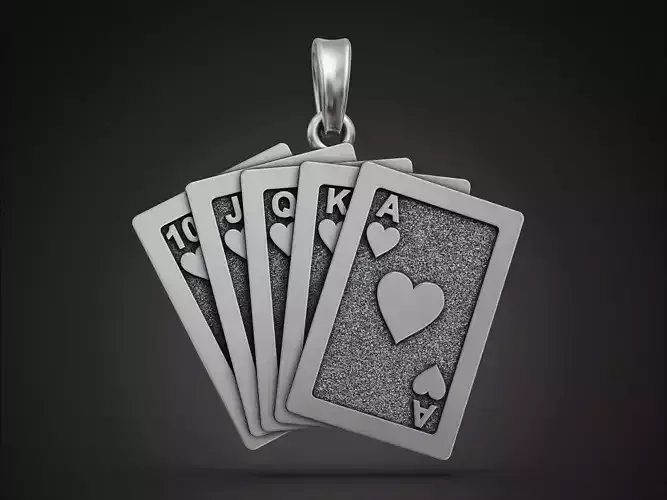 Poker royal flush playing cards pendant