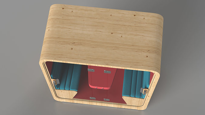 Wooden Cube Meeting Pod 3D model 6