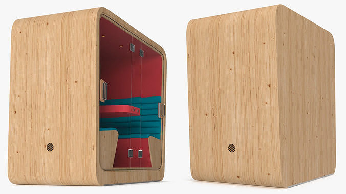 Wooden Cube Meeting Pod 3D model 7