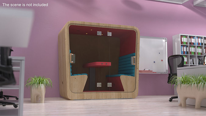Wooden Cube Meeting Pod 3D model 3