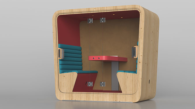 Wooden Cube Meeting Pod 3D model 5
