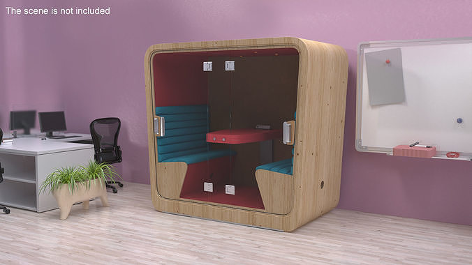Wooden Cube Meeting Pod 3D model 2