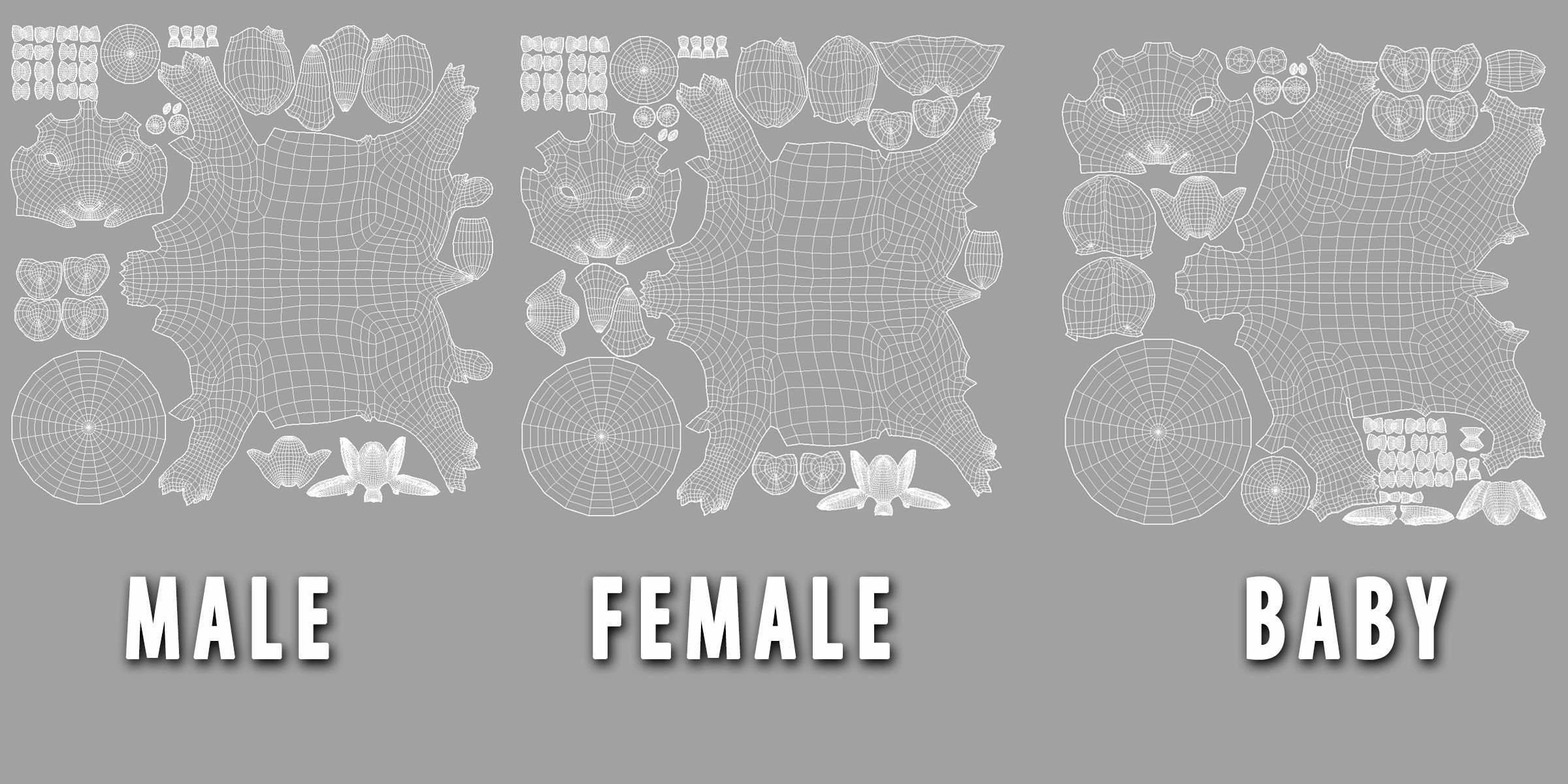 Goat Family Basemesh Low-poly 3D model_8