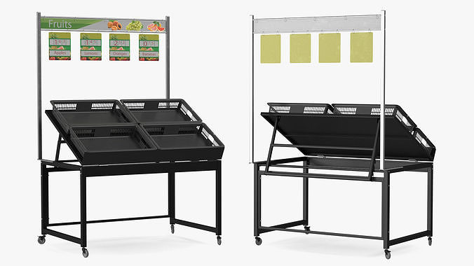 Fruit Display Rack with Price Tags 3D model 7