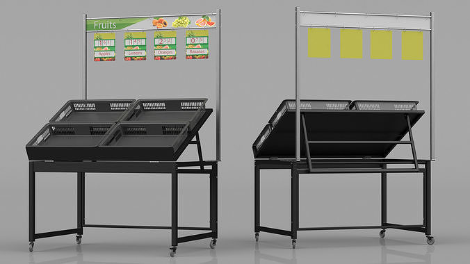 Fruit Display Rack with Price Tags 3D model 6