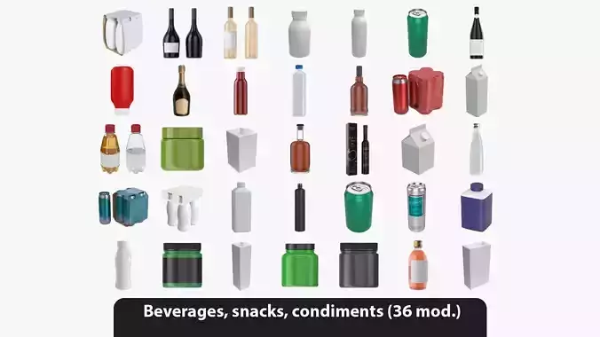 Beverages snacks and condiments mock-up collection