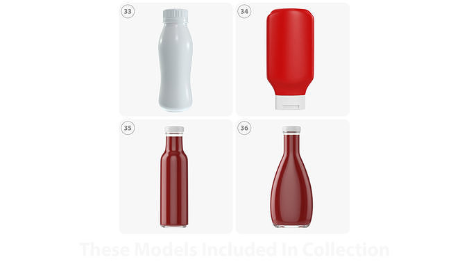 Beverages snacks and condiments mock-up collection 3D model 6