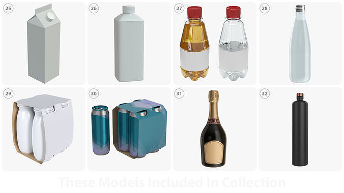 Beverages snacks and condiments mock-up collection 3D model 5