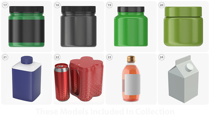 Beverages snacks and condiments mock-up collection 3D model 4