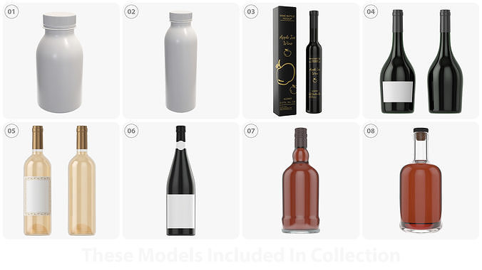 Beverages snacks and condiments mock-up collection 3D model 2