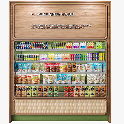 Showcase in a supermarket with drinks sweets and food 3D model 5