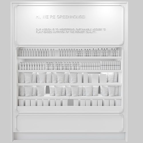 Showcase in a supermarket with drinks sweets and food 3D model 2