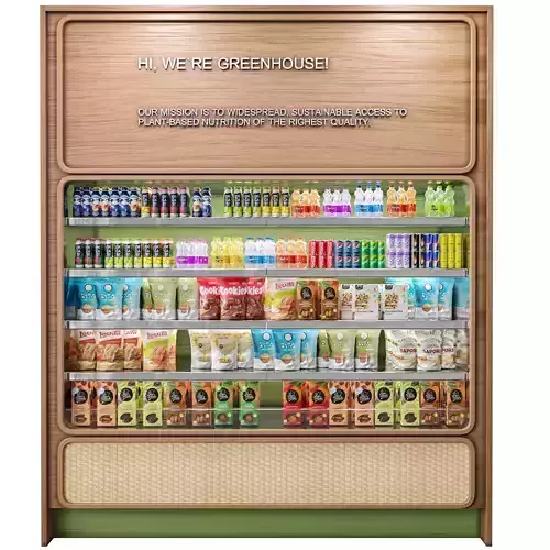 Showcase in a supermarket with drinks sweets and food 3D model